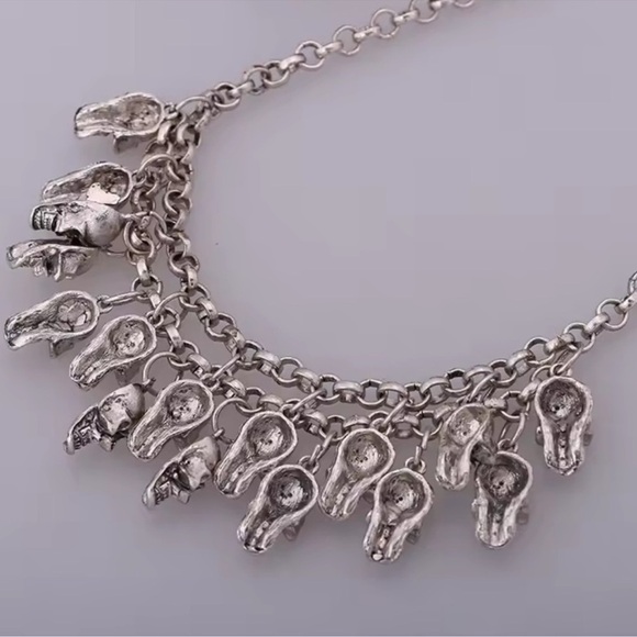 Gothic Skull Charm Silver Necklace - Picture 4 of 5